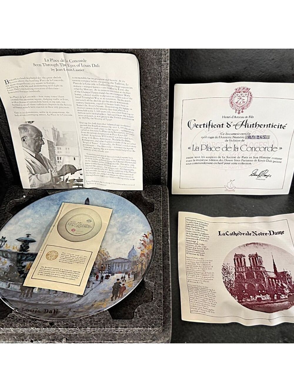 Vintage Louis Dali Place de la Concorde Limoges Paris Ltd Edition Plate 8 w Box - Picture 5 of 6